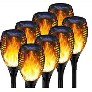 Solar Lights Outdoor Decorative, Pack of 6 Ultra-Lager Solar Torch Light with Fl
